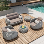 Tatta 4-Piece Woven Rope Outdoor Swivel Sofa Set with 360° Rotation and Coffee Table