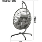 Foldable Hanging Egg Chair with Stand & Cushions - Indoor/Outdoor Patio Swing (160kg Capacity)