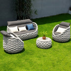 Tatta 4-Piece Woven Rope Outdoor Swivel Sofa Set with 360° Rotation and Coffee Table