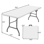 5-Piece Portable Folding Table & Chair Set - 6ft Heavy Duty Trestle Table with 4 Seats (White)