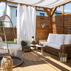 Hand-Crafted Natural Rattan 3-Seater Sofa with White Cushions - Forli Collection (Indoor/Covered Patio)