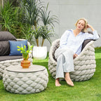 Tatta 4-Piece Woven Rope Outdoor Swivel Sofa Set with 360° Rotation and Coffee Table