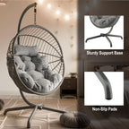 Foldable Hanging Egg Chair with Stand & Cushions - Indoor/Outdoor Patio Swing (160kg Capacity)