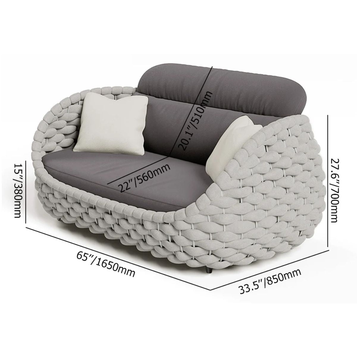 Tatta 4-Piece Woven Rope Outdoor Swivel Sofa Set with 360° Rotation and Coffee Table