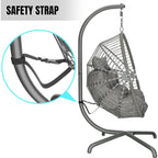 Foldable Hanging Egg Chair with Stand & Cushions - Indoor/Outdoor Patio Swing (160kg Capacity)