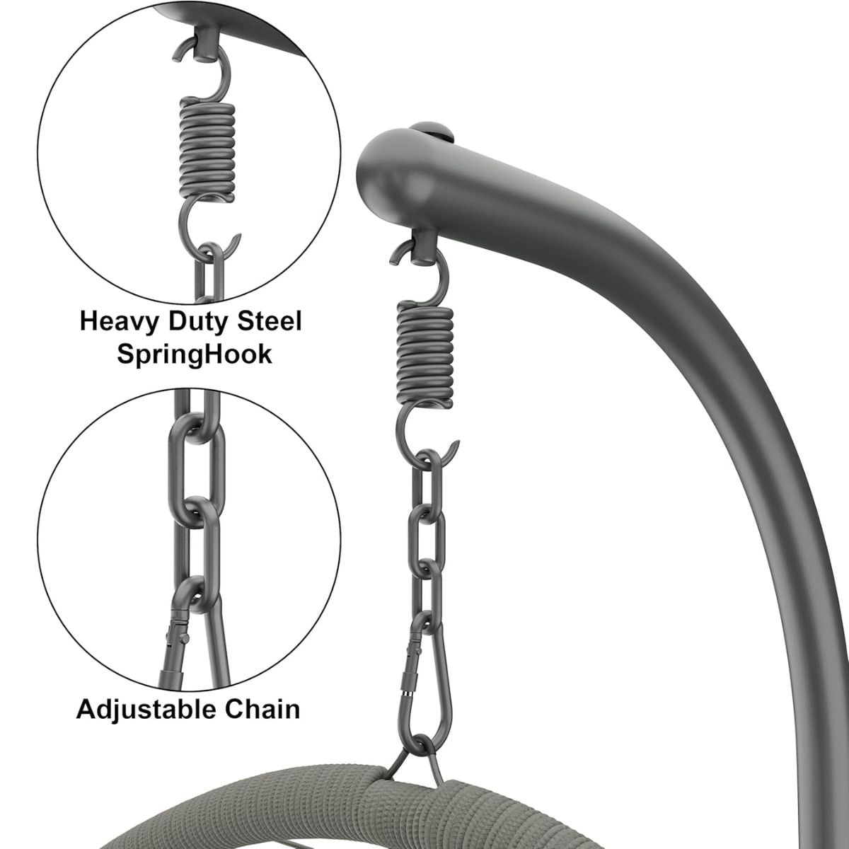 Foldable Hanging Egg Chair with Stand & Cushions - Indoor/Outdoor Patio Swing (160kg Capacity)