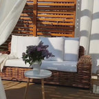 Hand-Crafted Natural Rattan 3-Seater Sofa with White Cushions - Forli Collection (Indoor/Covered Patio)